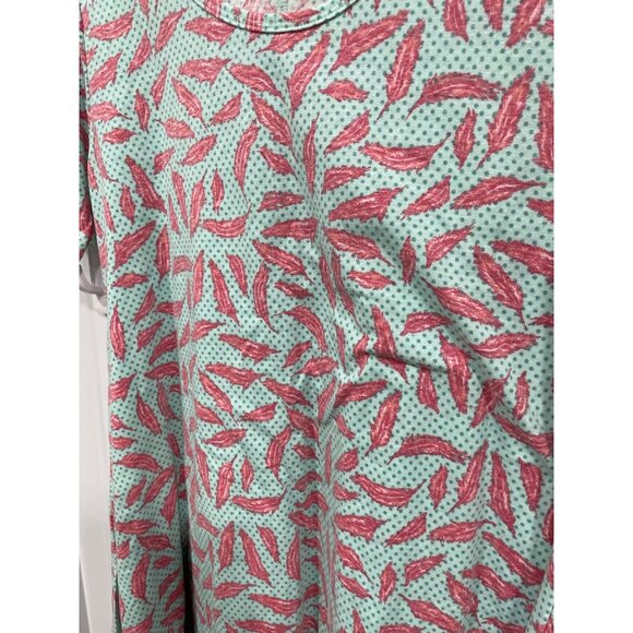 LuLaRoe Short Sleeve A Line Tunic Top Womens Small Leaf Print Polka Dot Blue NEW - Picture 5 of 7